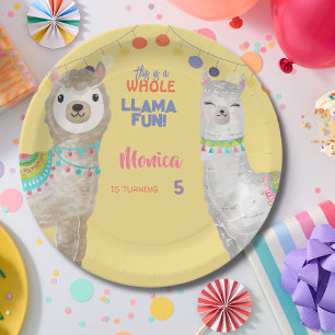 Prato De Papel LLama divertido, colorido aniversário infantil em