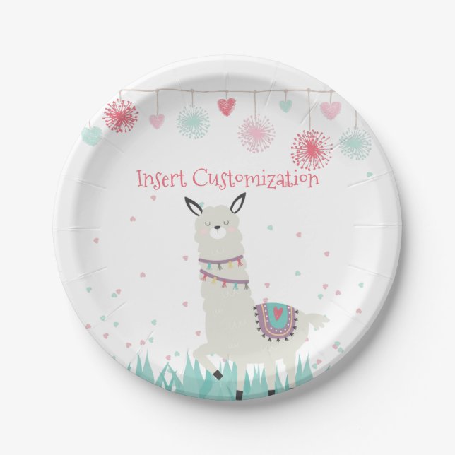 Prato De Papel Llama Party Plates (Frente)