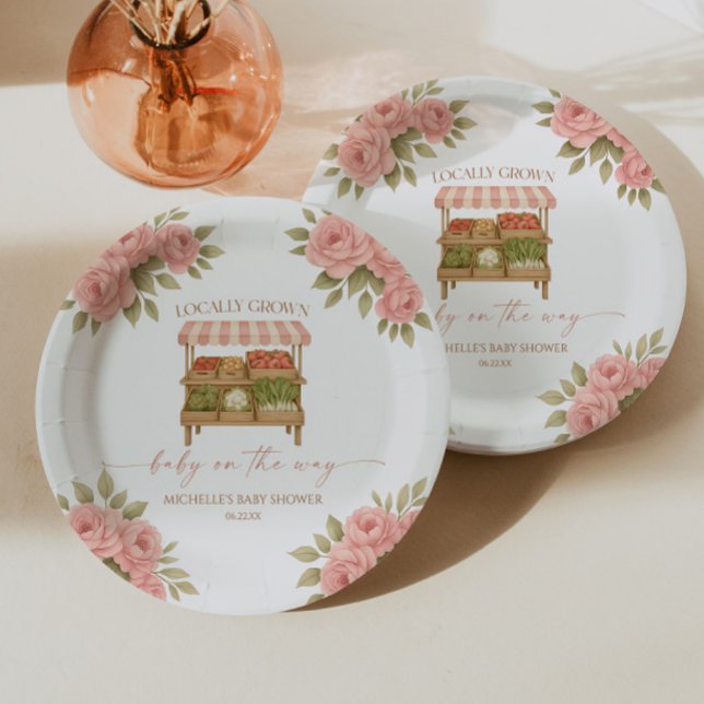 Prato De Papel Locally Grown Baby Farmer's Market Baby Shower (Criador carregado)