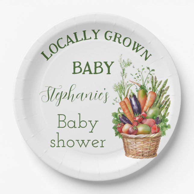 Prato De Papel Locally Grown Baby Shower Farmers Market (Frente)