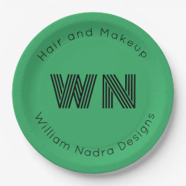 Prato De Papel logo comercial monograma folha verde pálida