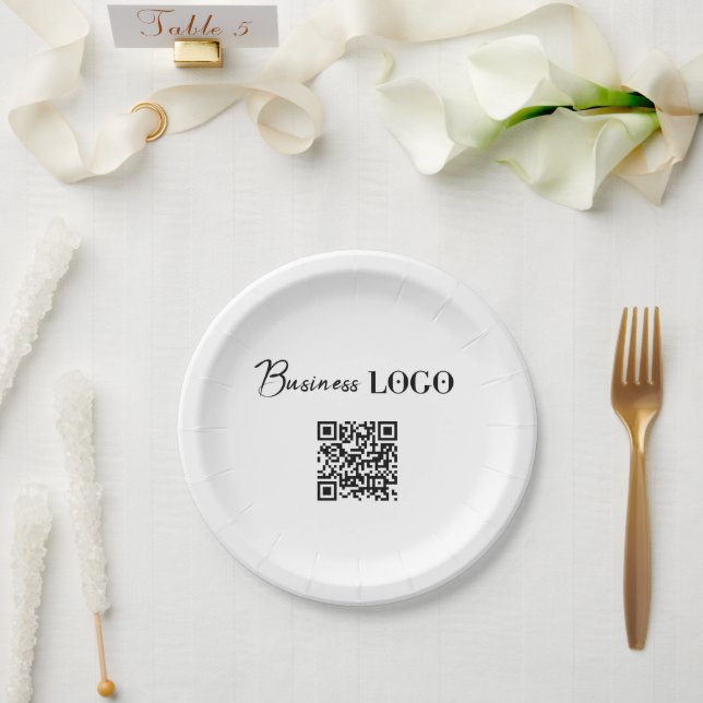 Prato De Papel Logotipo comercial Empresa Promocional QR (Casamento)