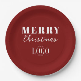 Prato De Papel Logotipo da Empresa de Natal Minimalista Moderno
