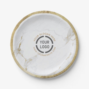 Prato De Papel Logotipo da empresa luxe moderna faux gold marble