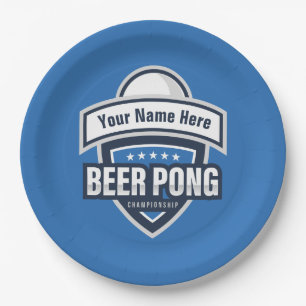 Prato De Papel Logotipo do Campeonato de Beer Pong Personalizável