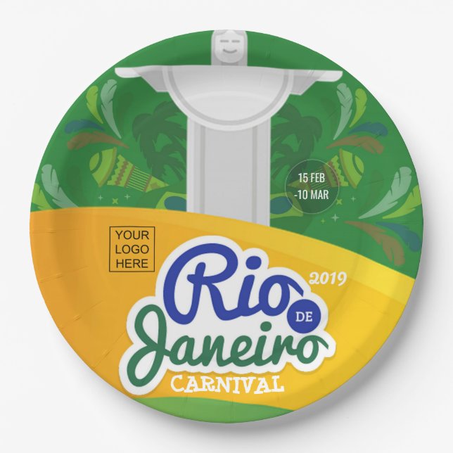 Prato De Papel Logotipo do carnaval do Rio de Janeiro (Frente)