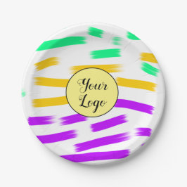 Prato De Papel logotipo mini de adição de cor azul-aquosa simples