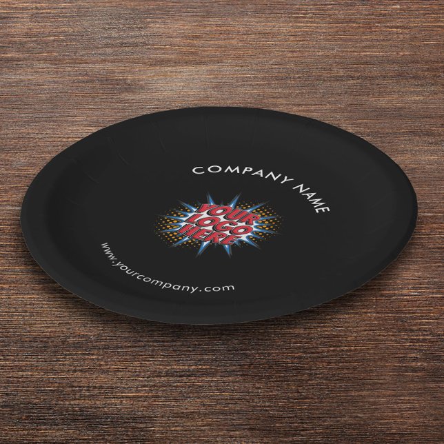 Prato De Papel Logotipo Personalizado, Texto Personalizado, Preto (Criador carregado)