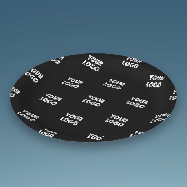 Prato De Papel Logotipo simples de repetição | Preto (Criador carregado)