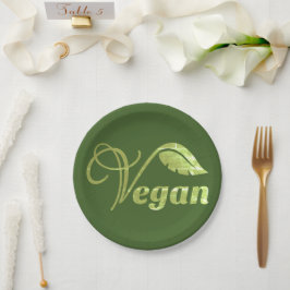Prato De Papel Logotipo Vegan Folha