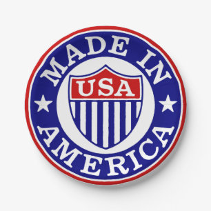 Prato De Papel Logotipo Vintage USA Made In America