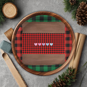 Prato De Papel Logs Flannel Rustic Xadrez Hearts Chá de fraldas