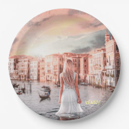 Prato De Papel Loira Em Veneza Romântica