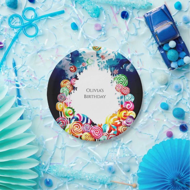 Prato De Papel Lollipop Boho Candyland Birthday (Festa)