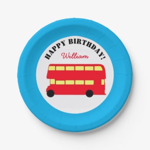 Prato De Papel London Double Decker Bus, British Kids (Partido)
