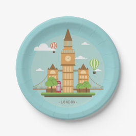Prato De Papel London England Landmarks Paper Plates