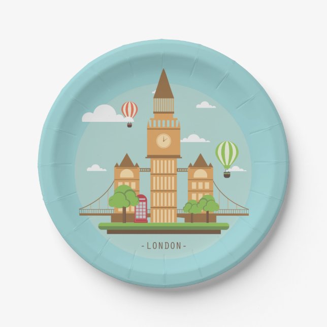 Prato De Papel London England Landmarks Paper Plates (Frente)