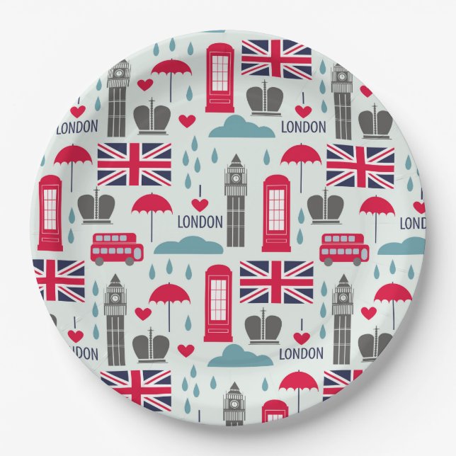 Prato De Papel Londres, Inglaterra Paper Plate (Frente)