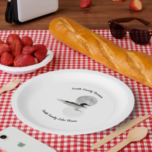Prato De Papel Loon Under Full Moon Paper Plate (Piquenique)
