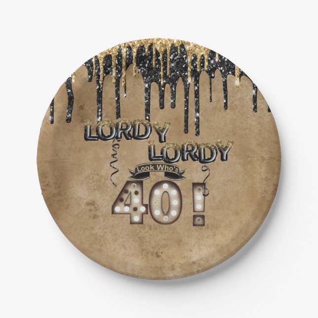 Prato De Papel Lordy Olhem quem tem 40 balões de aniversário (Frente)