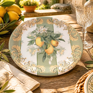 Prato De Papel Louça de Mesa de Limão Toscano Elegante