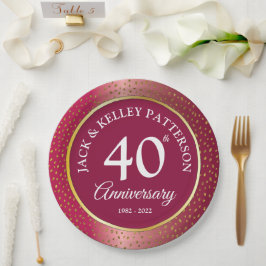 Prato De Papel Louça para Festa de Aniversário de Casamento de 40