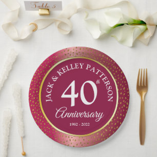 Prato De Papel Louça para Festa de Aniversário de Casamento de 40