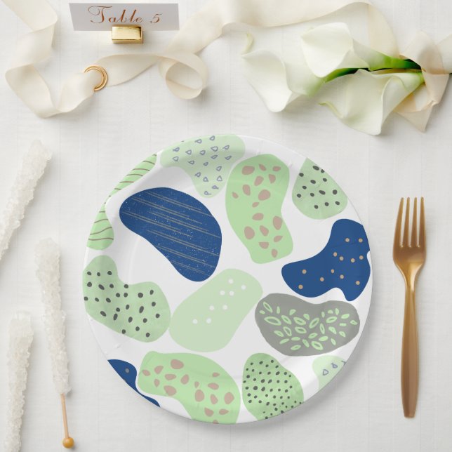 Prato De Papel Louças com Formas Orgânicas Mínimas | Neutro Moder (Casamento)