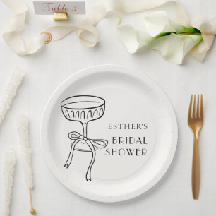 Prato De Papel Louças de Mesa para Chá de Noiva Minimalista com T