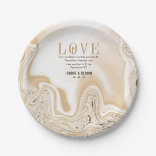 Prato De Papel Love Caramel Marble Scripting Ephesianos 4:2