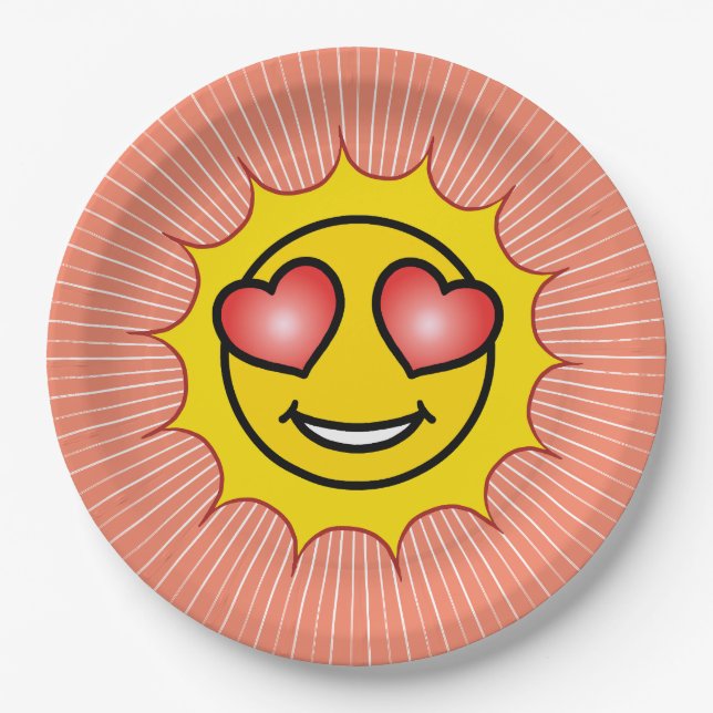 Prato De Papel Love Emoji Sun (Frente)