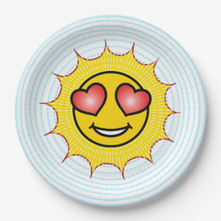 Prato De Papel Love Emoji Sun