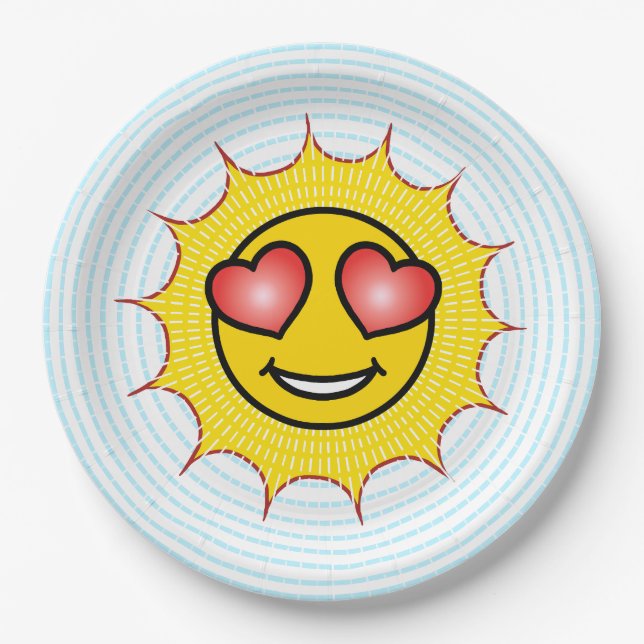 Prato De Papel Love Emoji Sun (Frente)