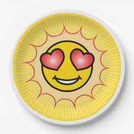 Prato De Papel Love Emoji Sun