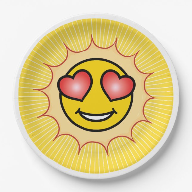 Prato De Papel Love Emoji Sun (Frente)