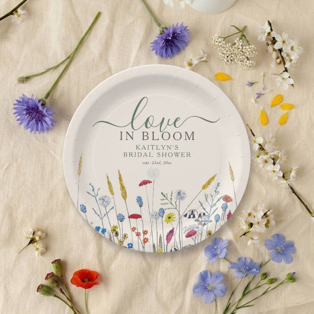 Prato De Papel Love in Bloom Wildflower Meadow Bridal Shower (Criador carregado)