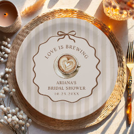 Prato De Papel Love is Brewing Bow Coffee Bridal Shower 