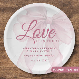 Prato De Papel Love Is In The Air Mauve Pink Bow Engagement