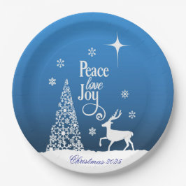 Prato De Papel Love, Joy, Peace, Christmas - Personalize