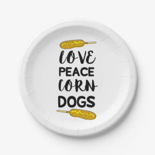 Prato De Papel Love Peace Corn Dog