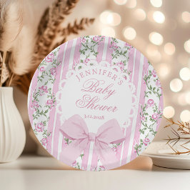 Prato De Papel Love Shack Coquette Blush Pink Bow Baby Shower