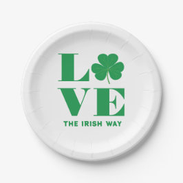 Prato De Papel Love Shamrock Clover Irish Custom Text White