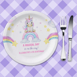 Prato De Papel Lovely Unicorn Birthday Girl Celebration