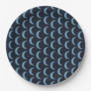 Prato De Papel Lua do Quarto Azul e Negro Moderno