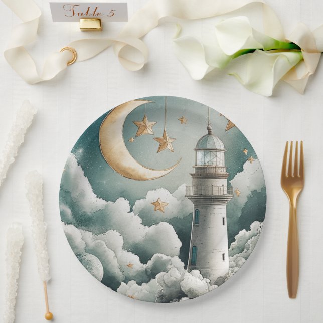 Prato De Papel Lua e estrelas Chapas de papel (Casamento)