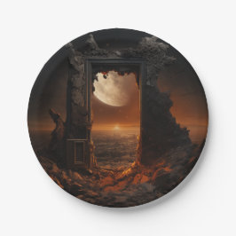 Prato De Papel Lua e Placas Espaciais