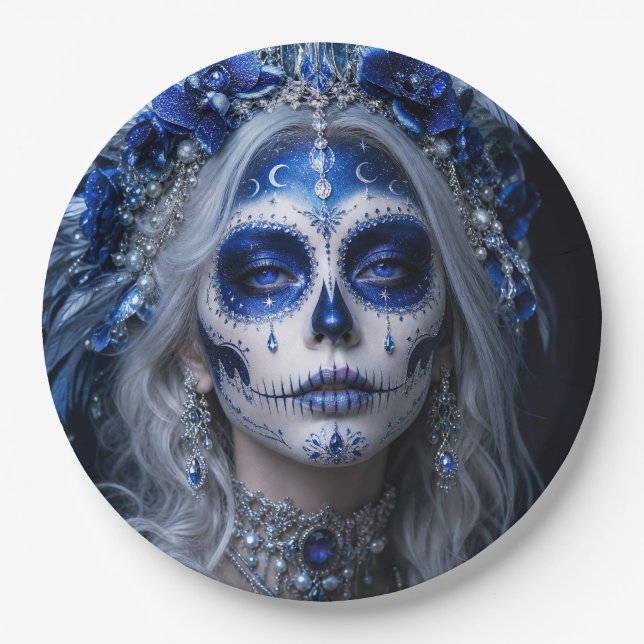 Prato De Papel Lua Safira Calavera – Azul Celestial (Frente)