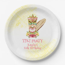 Luau Birthday Paper Plates com Deus e Flores de Ti