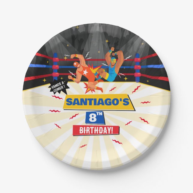 Prato De Papel Lucha Libre Luta do México Aniversário (Frente)
