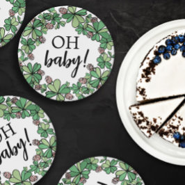 Prato De Papel Lucky Charm Clover Oh Baby Girl Chá de fraldas